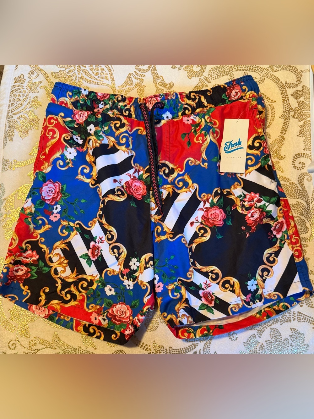 Fresh Prints of Bel-Air Bold Floral Baroque Swim Shorts - Size M